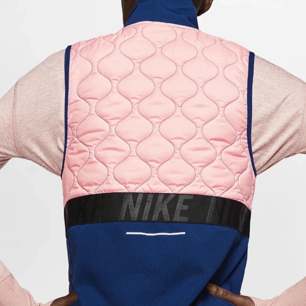 NWT Women’s Nike Aerolayer Quilted‎ Running Vest Pink Grey Navy Size Large - Picture 4 of 16